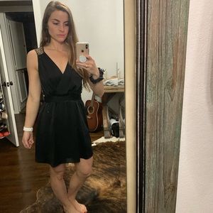 BCBG black satin sequin dress